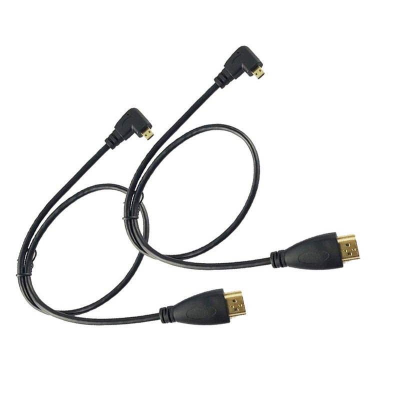 Seadream Angled Micro HDMI to HDMI Cable 2Pack 20" 50CM 90 Degree Right Angled Micro HDMI Male to HDMI Male Cable (2Pack Right Angled) - Image 1